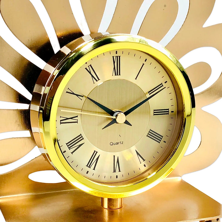 Golden Rose Design Table Clock